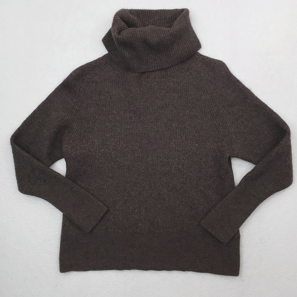 Quince Sweater Womens L Brown Cropped Turtleneck Pullover Baby Alpaca Wool Blend